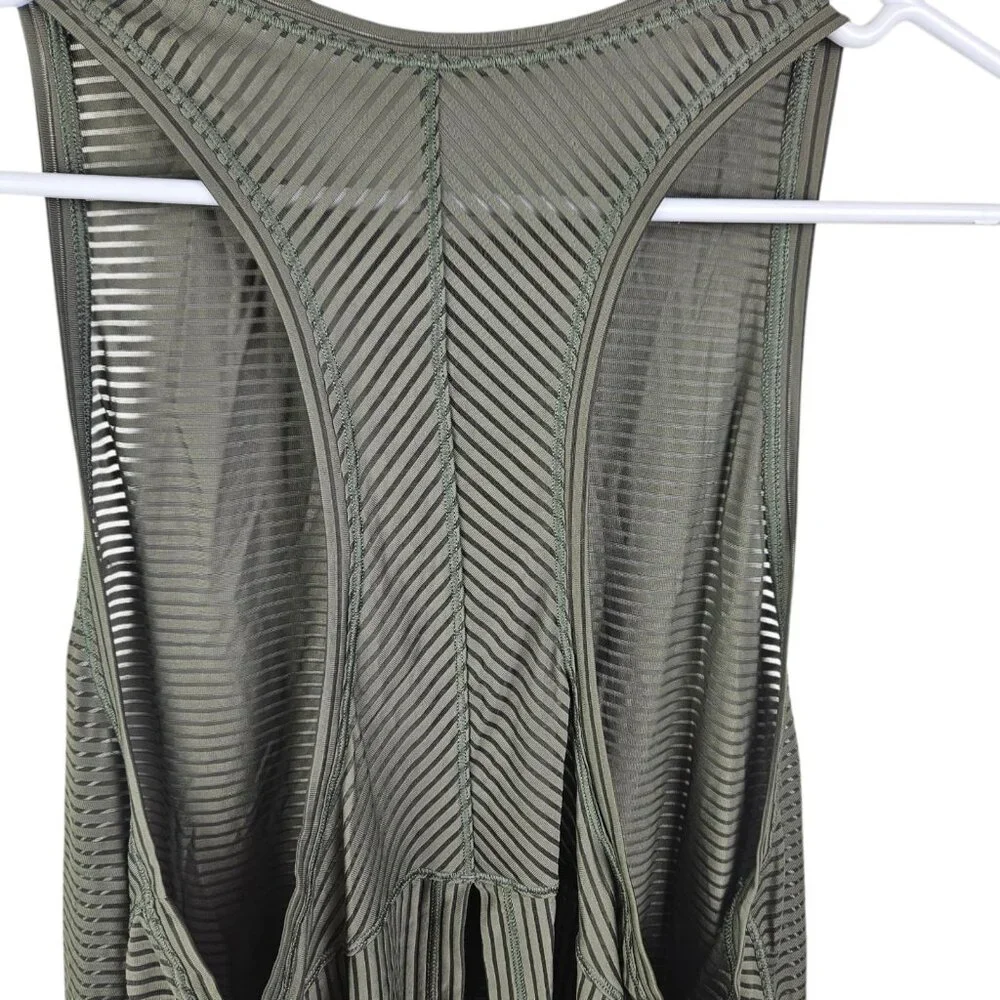Lululemon Miles Ahead‎ Tank in Stripe Sage Olive Green